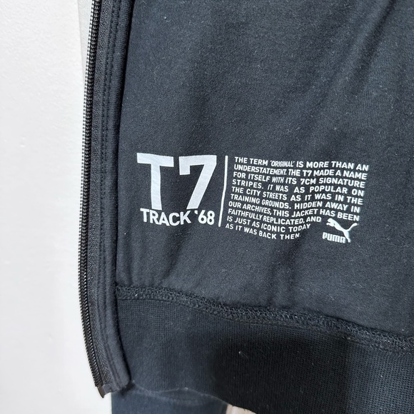 Puma T7 Unisex Black White Full Zip Track Jacket Size Medium - Picture 9 of 11